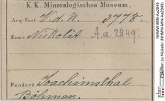 Etiketten zu Nickelin (NHMW-MIN-Aa2849)